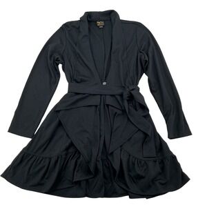 Serena Williams Signature Statement Cardigan Womens XL Black Ruffle Draped Layer